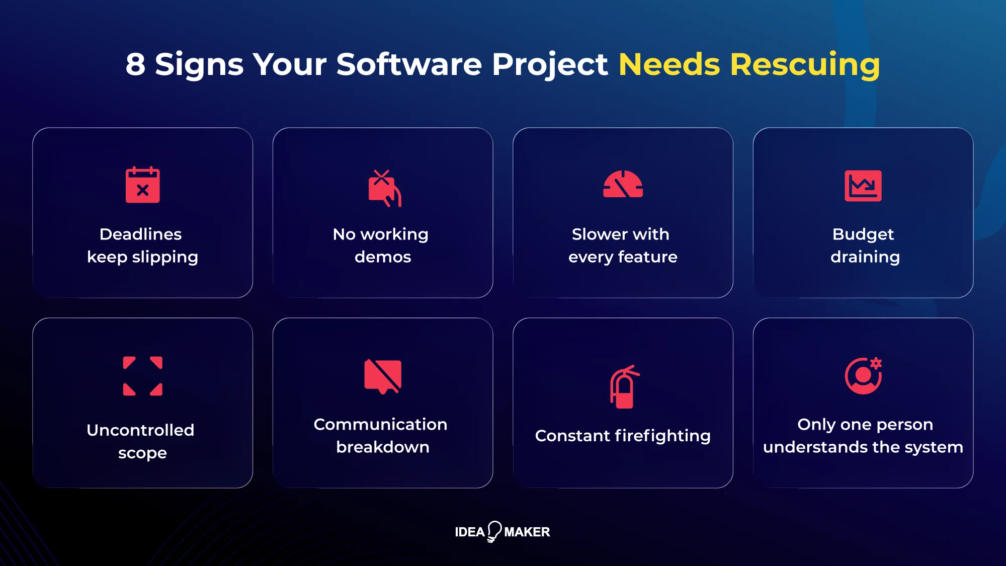 Idea Maker - 8 Signs Your Software Project Needs Rescuing