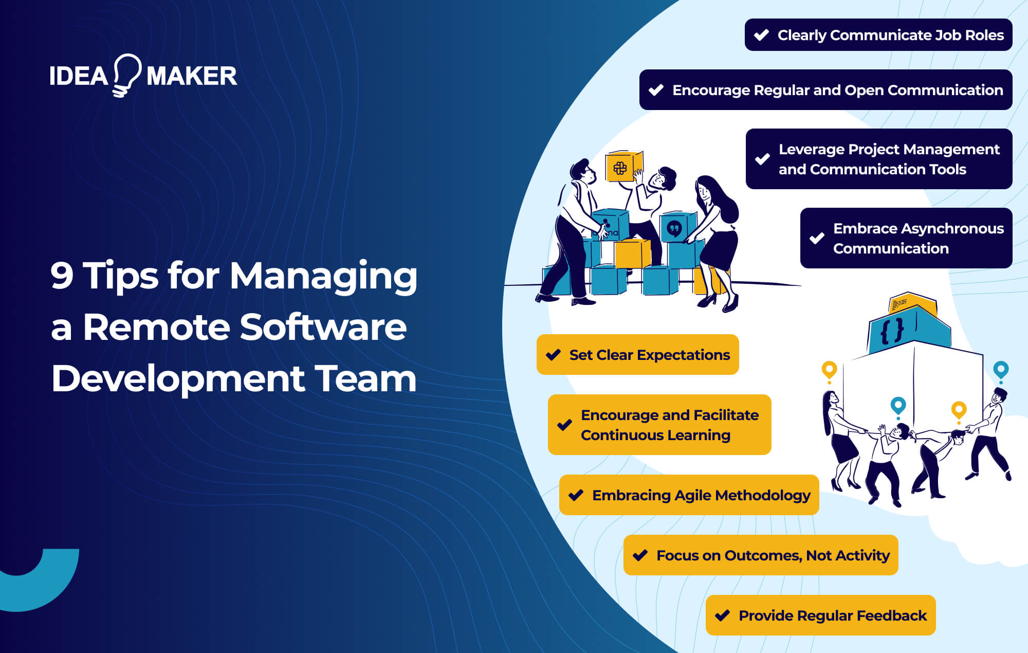 Ideamaker - 9 Tips for Managing a Remote Software Development Team -Infographic